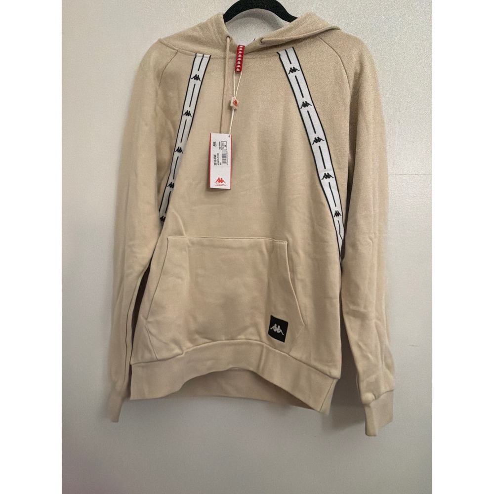Mens Kappa Banda Madison Hoodie Beige Sand Omini Logo Tape Pullover 38153WW NEW